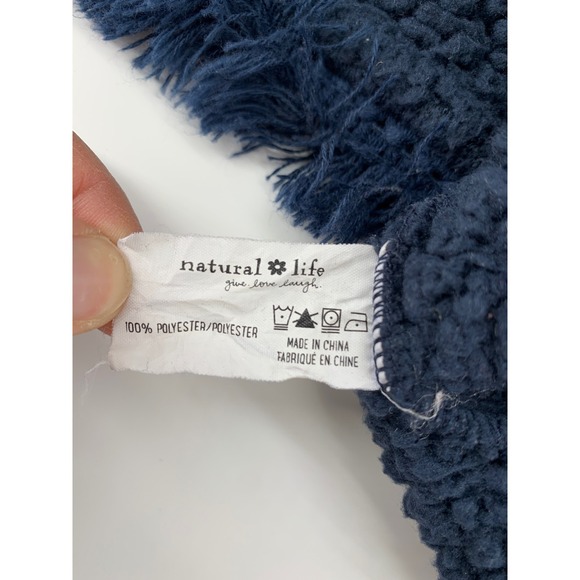Natural Life Sweater Womens One Size Navy Blue Teddy Fleece Fringe Trim Boho - Picture 4 of 8